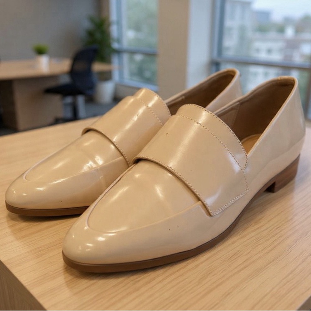 Halogen Nude Patent Leather Loafers